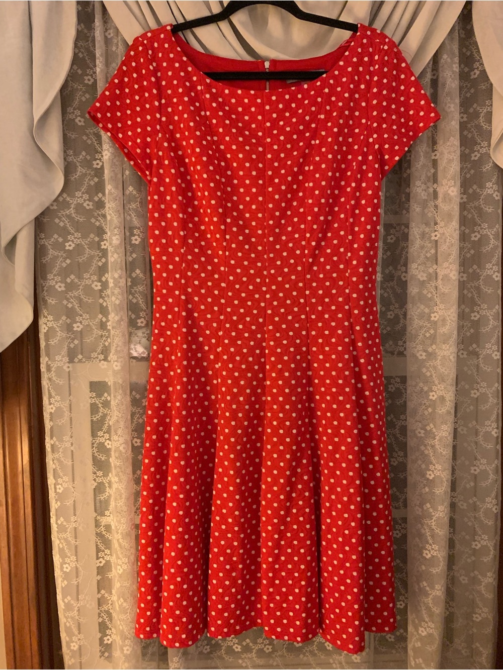 Danny & Nicole Red Polka Dot Fit-and-Flare Dress